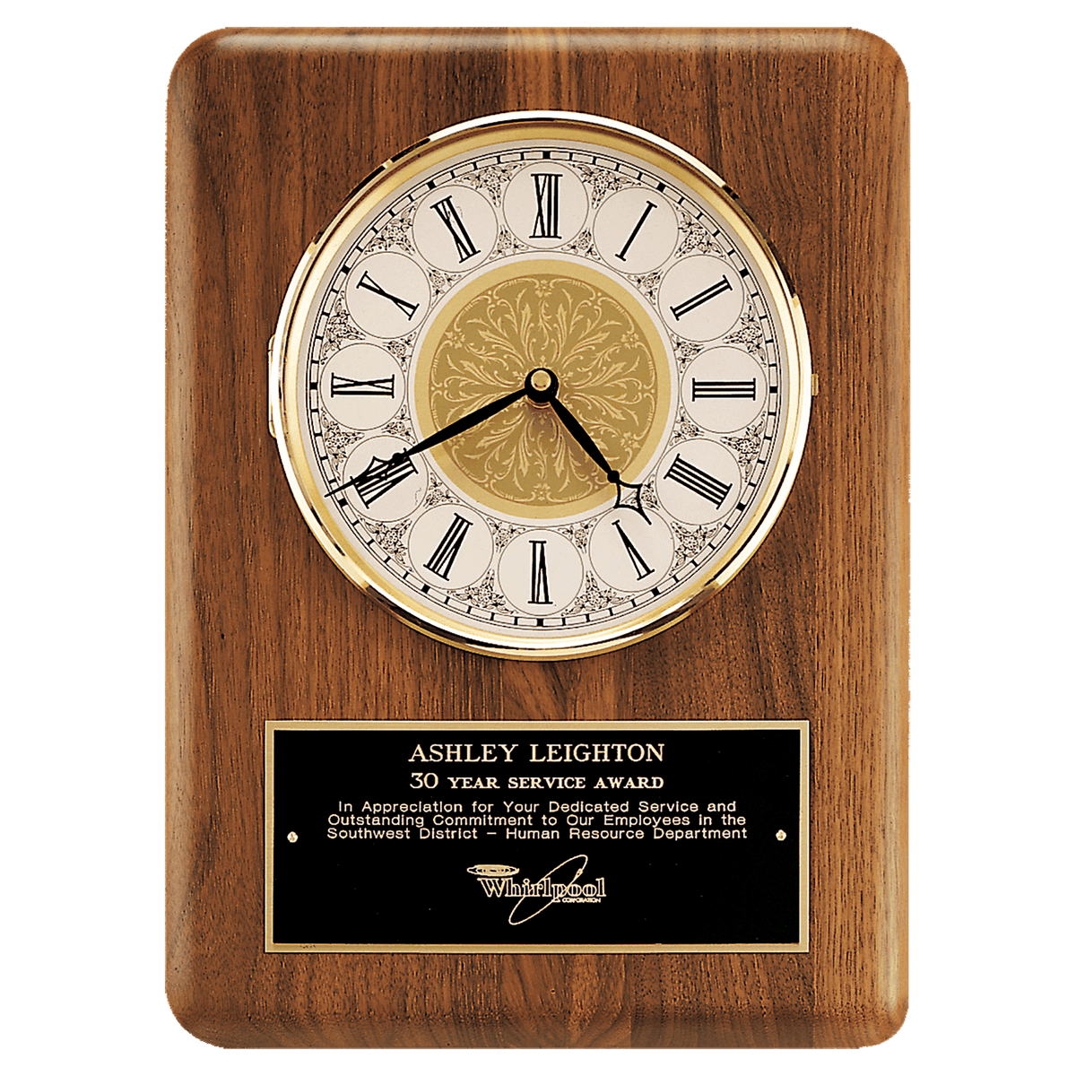 11" x 15" Solid Brass Diamond Spun Bezel with Glass Lens and Ivory Dial with Black Plate