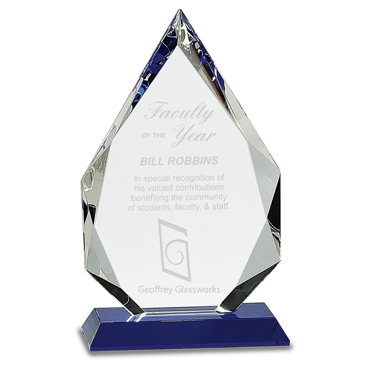 Blue 10" Diamond Crystal on Pedestal Base