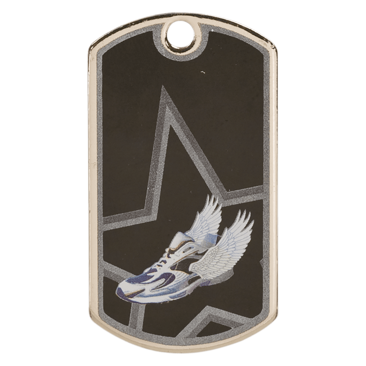 2" Black/Silver Track Laserable Star Dog Tag