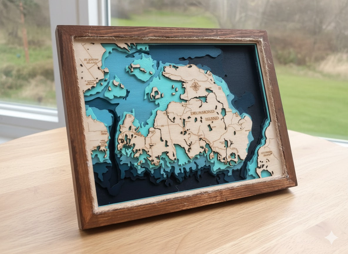Drummond Island Engraved Map