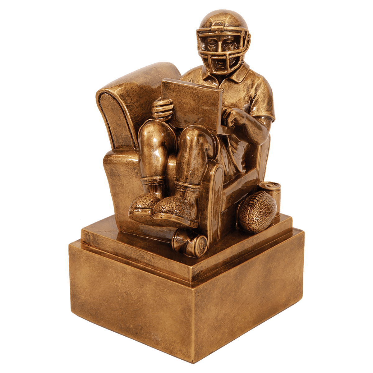 6" Antique Gold Fantasy Football Man in Chair Resin