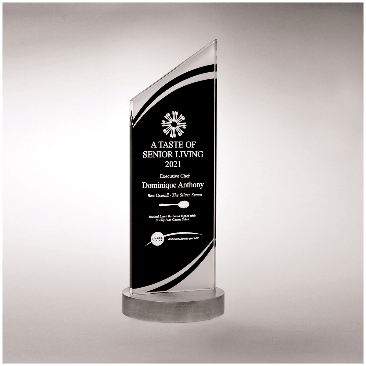 3 1/2" x 9 3/8" x 3/8" Thick Zenith Series Black Silkscreened Glass with Frosted Accents, Heave Aluminum Base