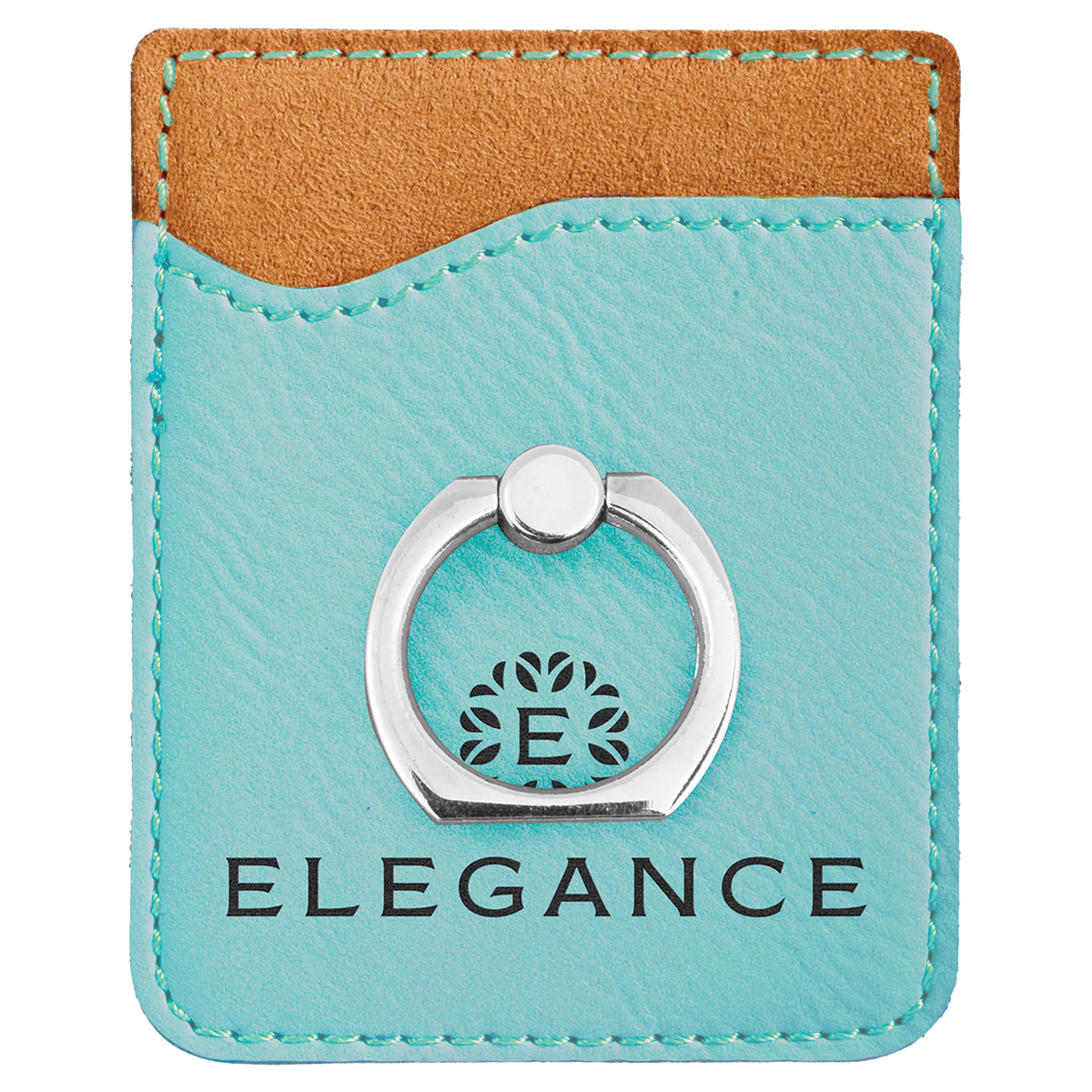 Teal Laserable Leatherette Phone Wallet with Silver Laserable Leatherette Phone Wallet