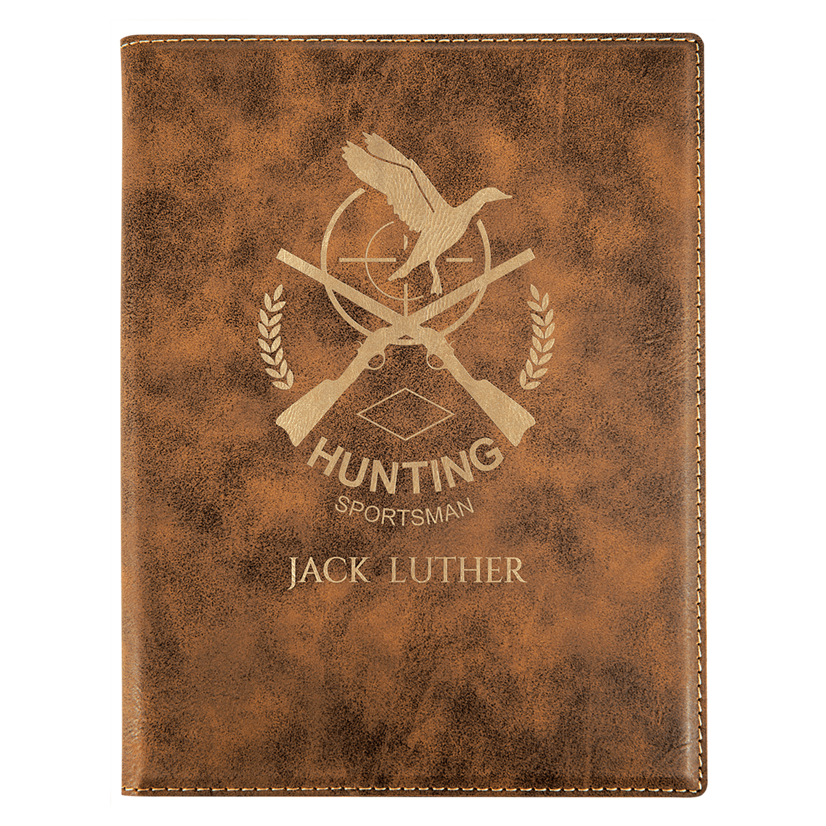 Rustic/Gold 7" x 9" Laserable Leatherette Small Portfolio with Notepad