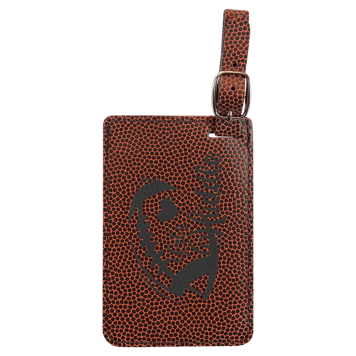 Football 4 1/4" x 2 3/4" Laserable Leatherette Luggage Tag