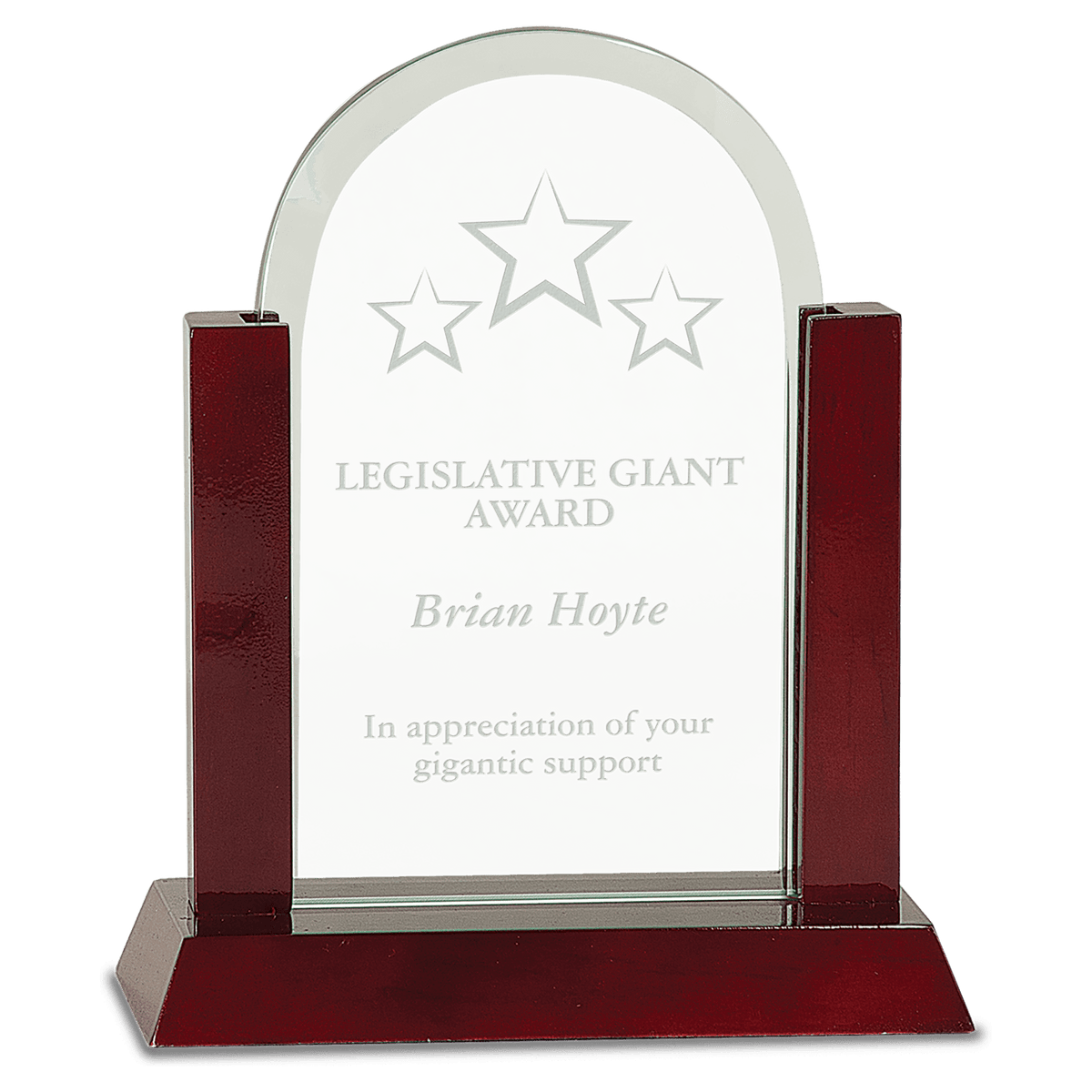 8" Gateway Jade Dome Glass Award with Rosewood Finish Base