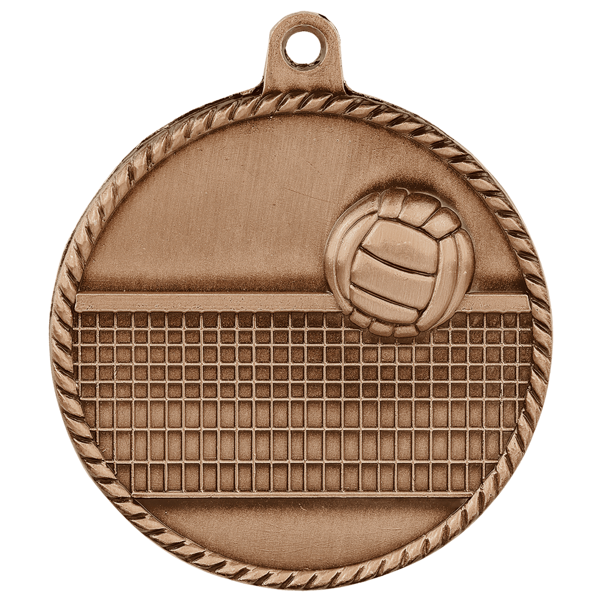 Antique Bronze 2" Volleyball High Relief Medal
