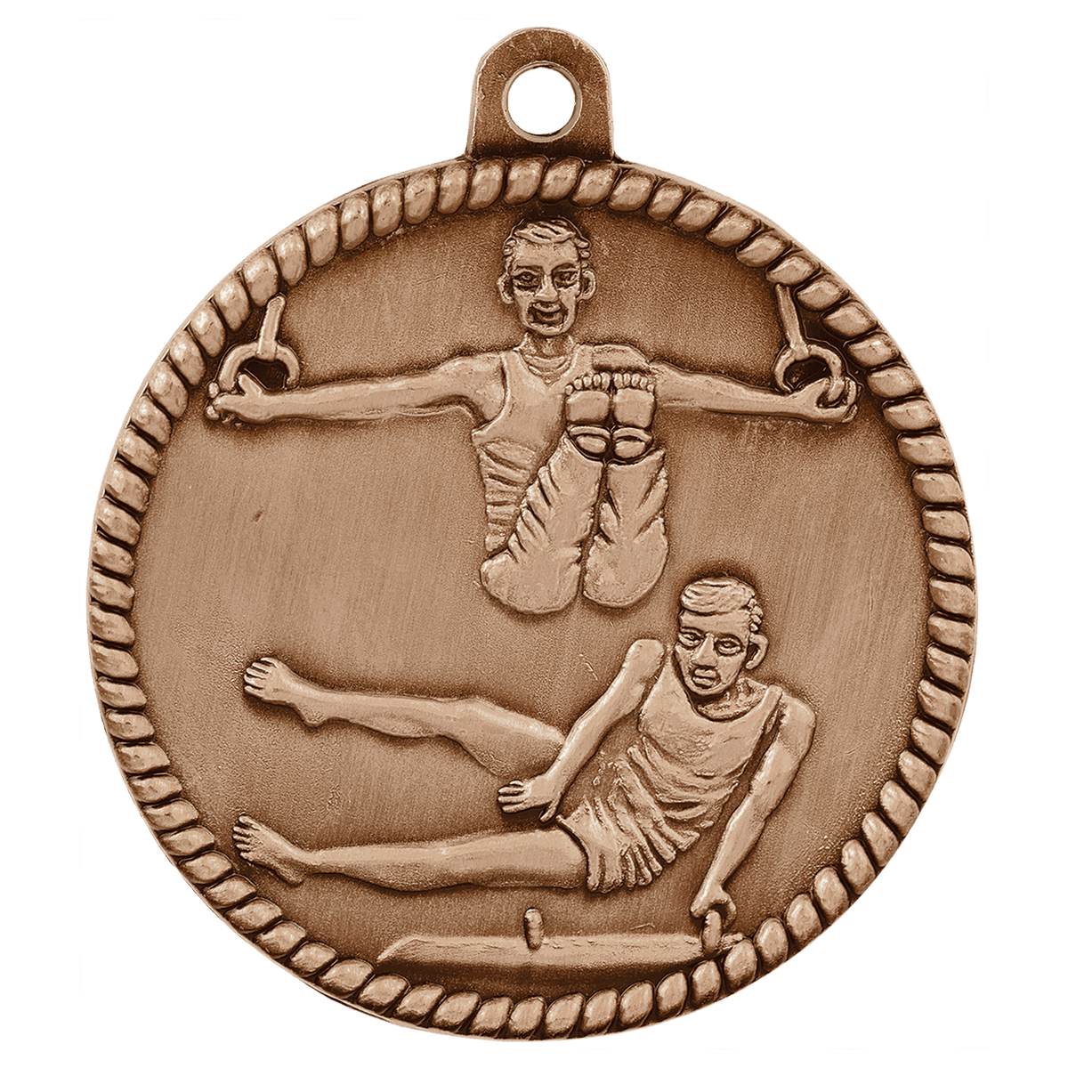 Antique Bronze 2" Male Gymnastics High Relief Medal