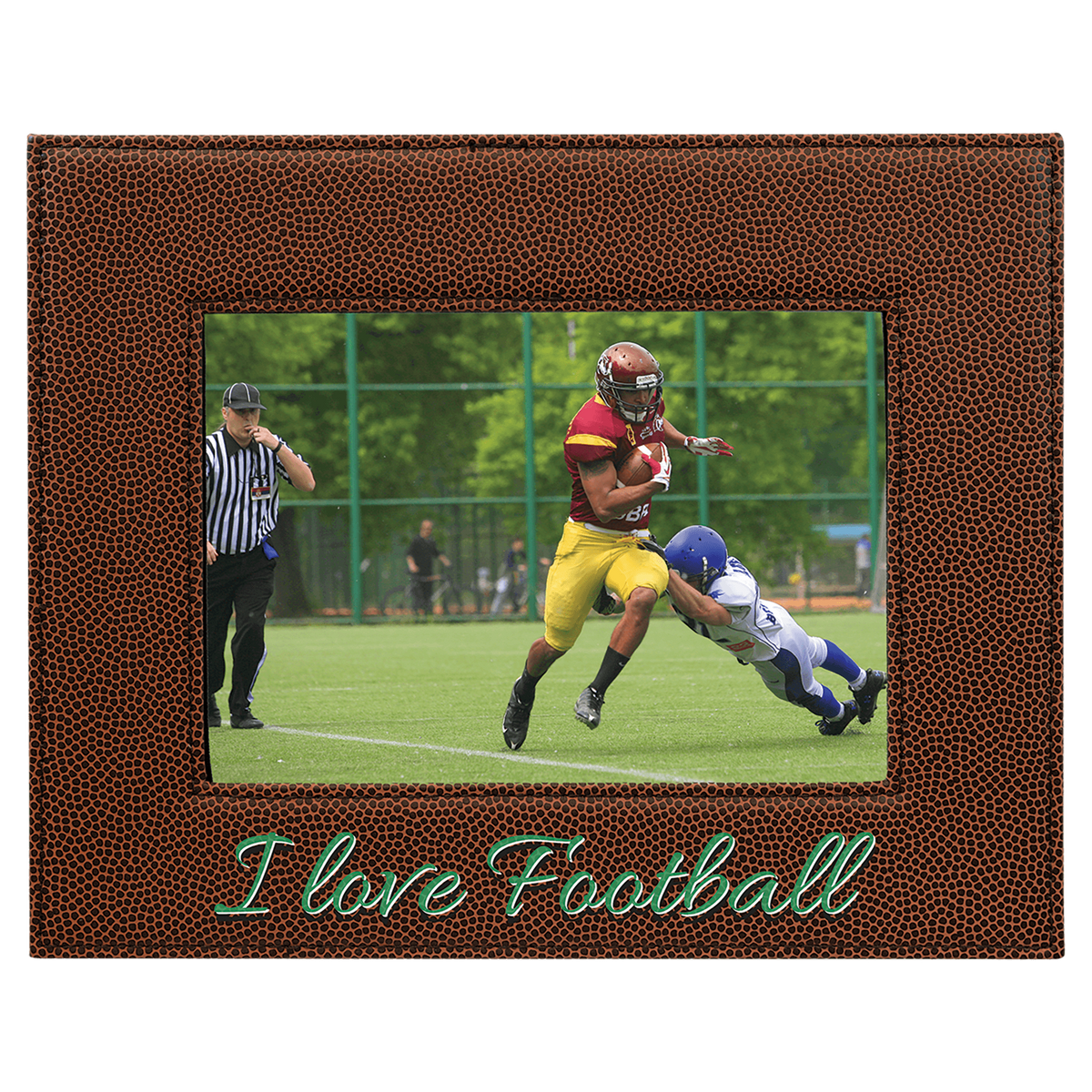 Football 5" x 7" Laserable Leatherette Photo Frame