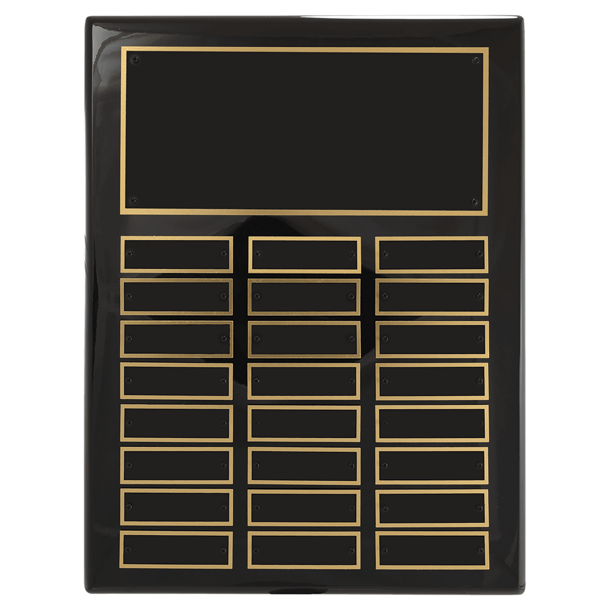 11" x 14" Airflyte Black Piano Finish 24 Plate Perpetual Plaque with Black Brass Plates