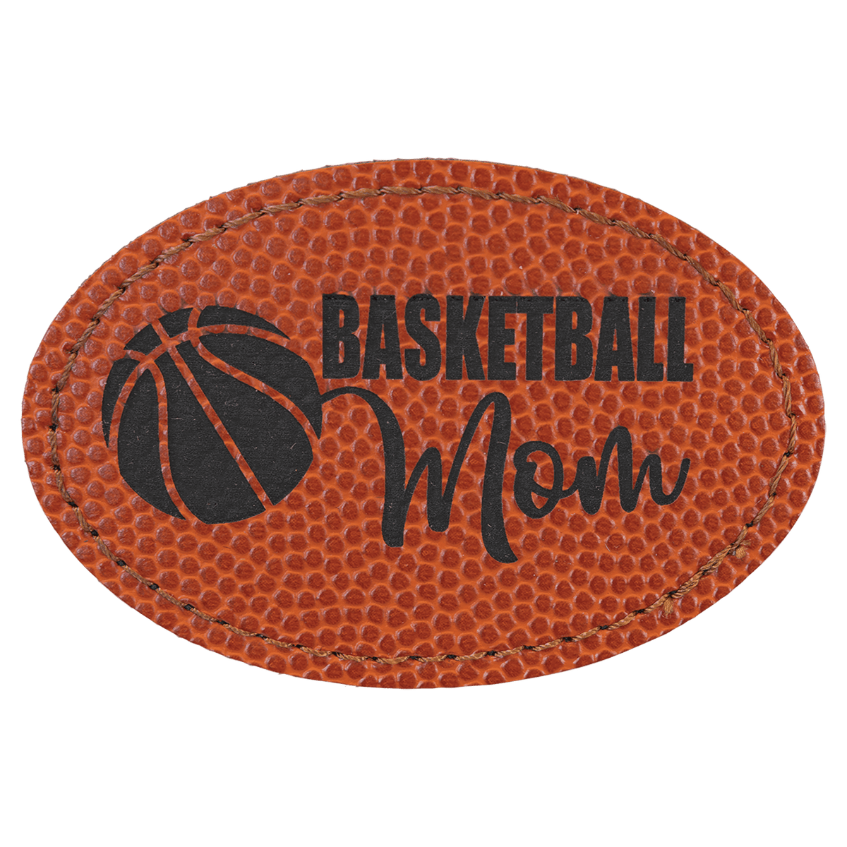 Basketball 3" x 2" Laserable Leatherette Oval Patch with Kota Pro Adhesive
