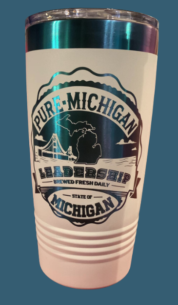 Custom Laser Engraved Polar Camel 20 oz. White or Black Prism ION-Plated Ringneck Tumbler with Slider Lid
