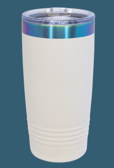 Custom Laser Engraved Polar Camel 20 oz. White or Black Prism ION-Plated Ringneck Tumbler with Slider Lid