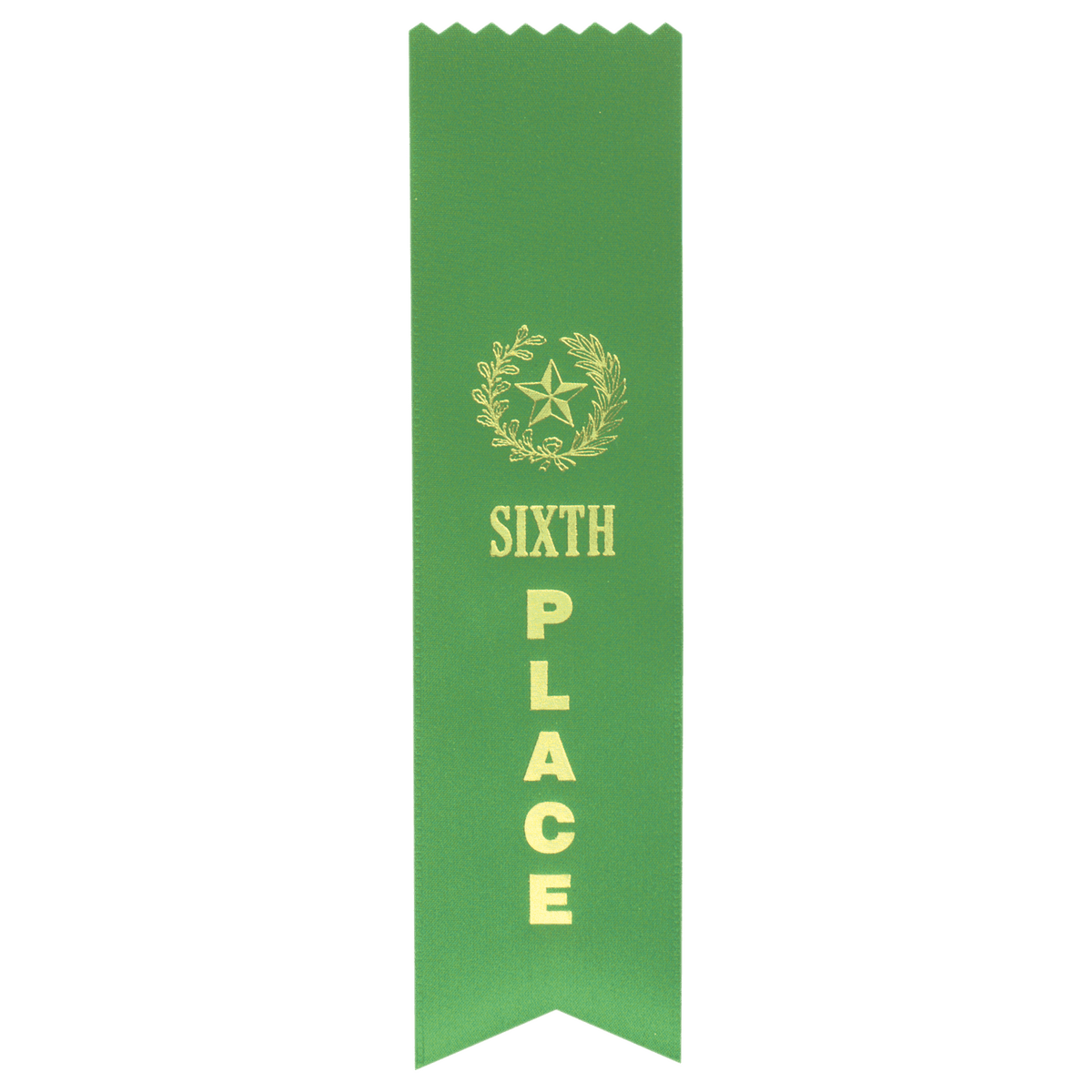Green 6th Place Pinked Top Ribbon
