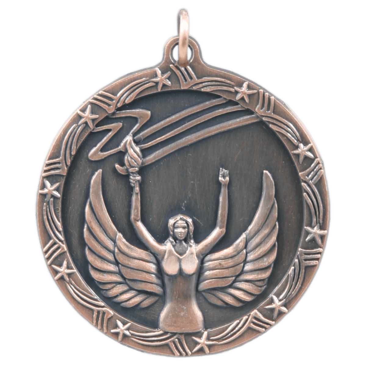 Antique Bronze 1 3/4" Victory Shooting Star Medal
