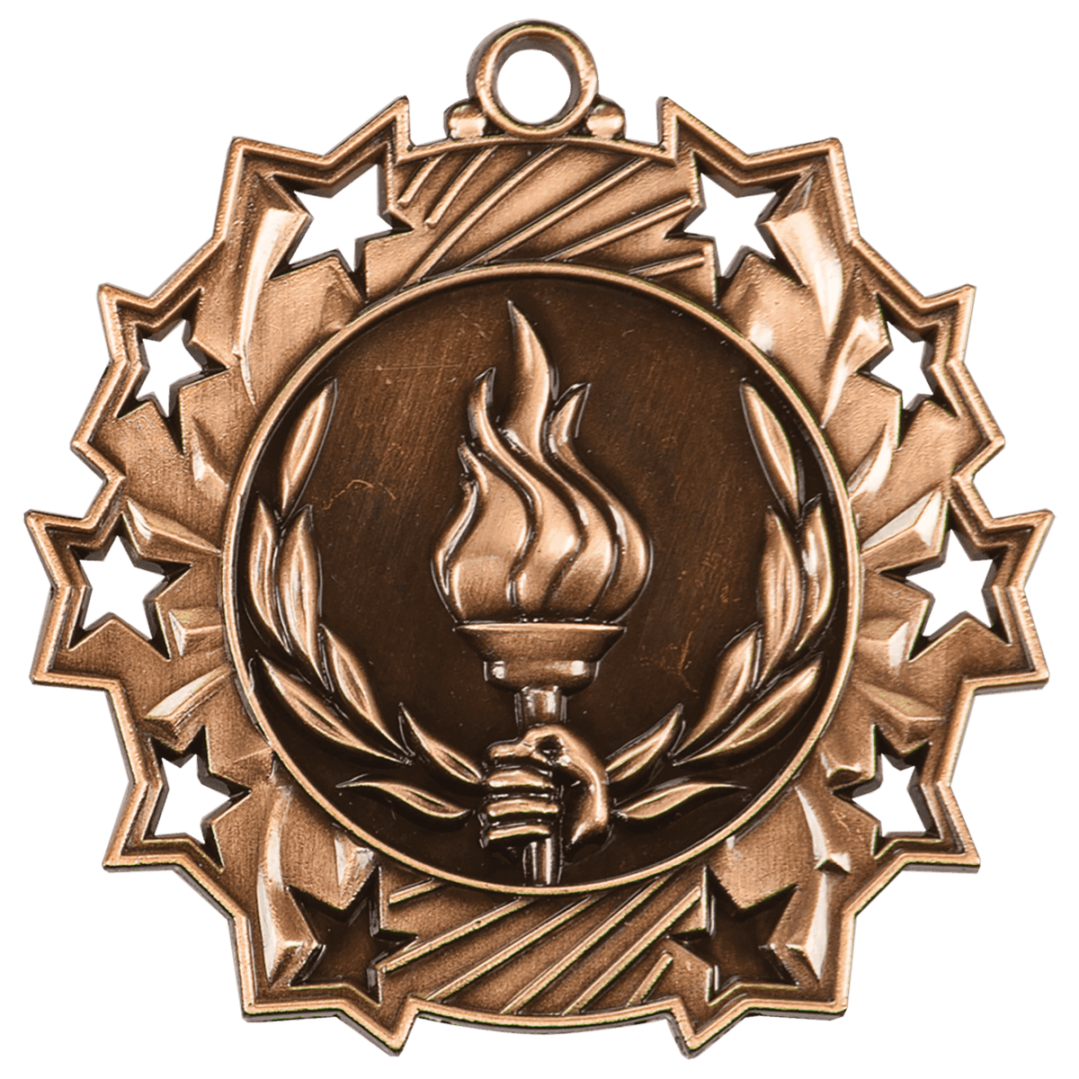 Antique Bronze 2 1/4" Victory Ten Star Medal