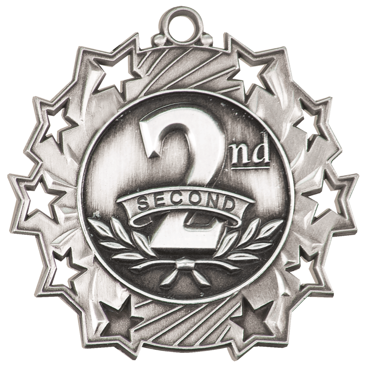 2 1/4" Antique Silver 2nd Place Ten Star Medal