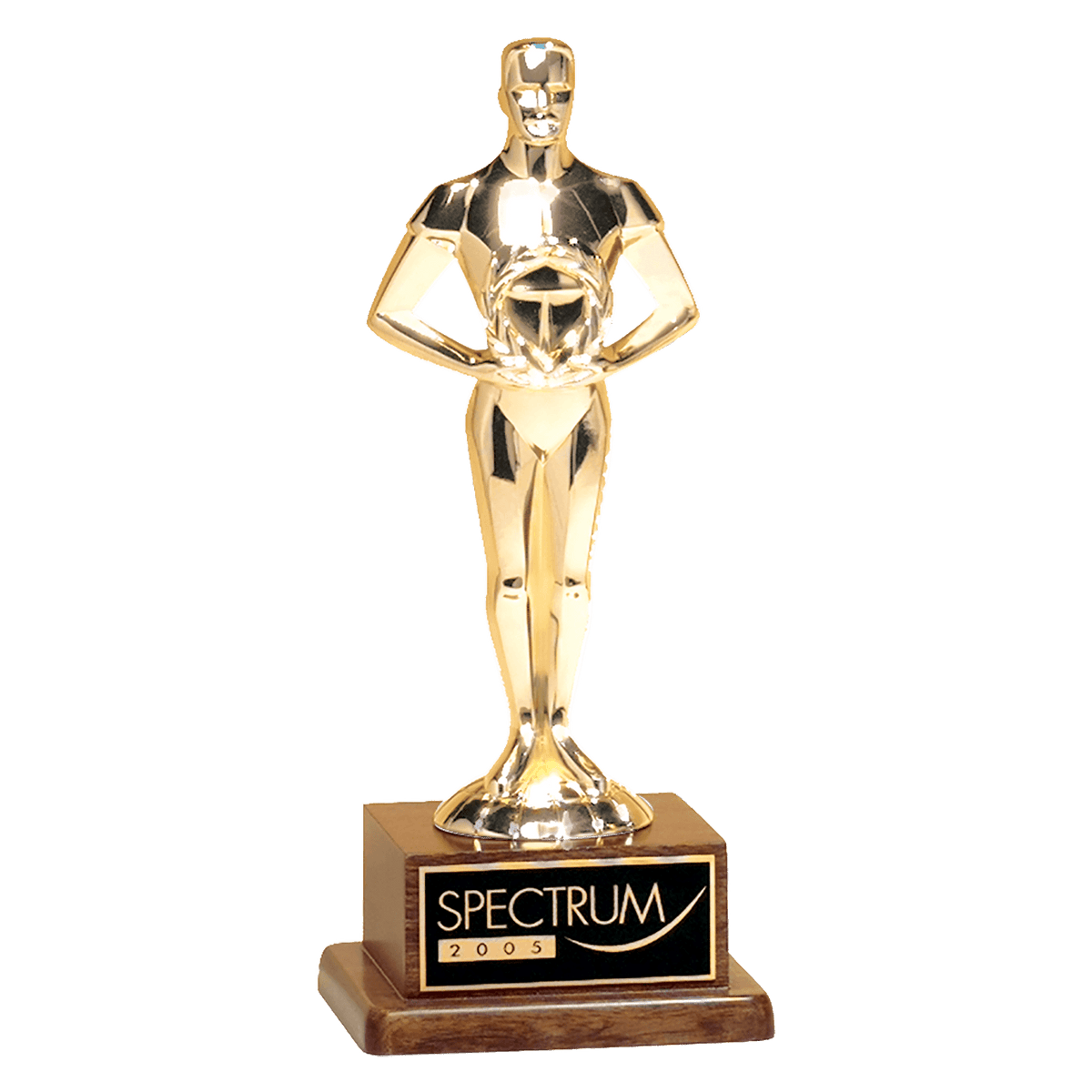 7 1/4" Cast Metal Goldtone Finish Classic Achiever Figure on a Solid Walnut Base and Black Laser Engravable Plate