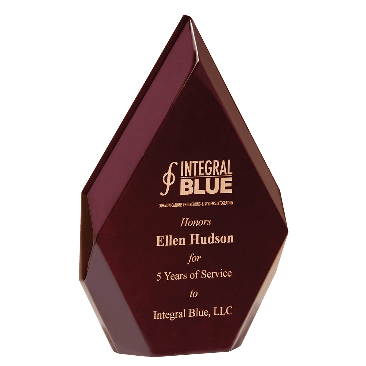 5 1/4" x 8 7/8" Engraved and Color-Filled Rosewood High Gloss Diamond