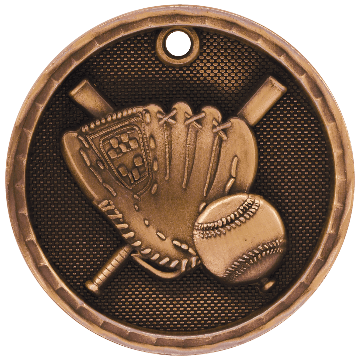 2" 3D Baseball/Softball Medal - Antique Bronze