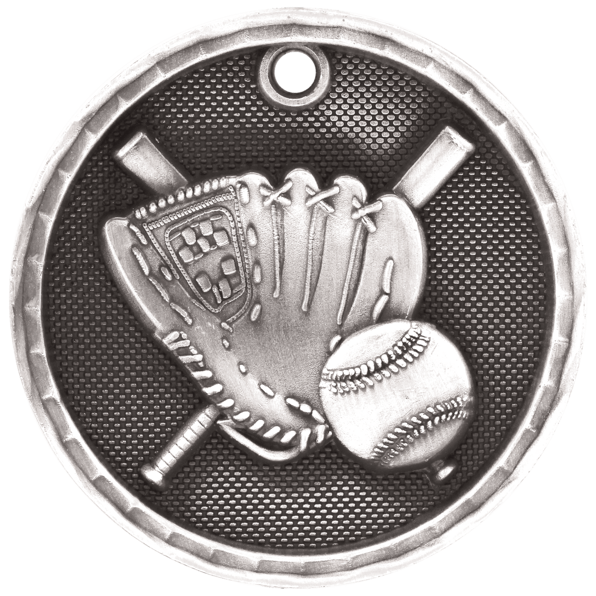 2" 3D Baseball/Softball Medal - Antique Silver