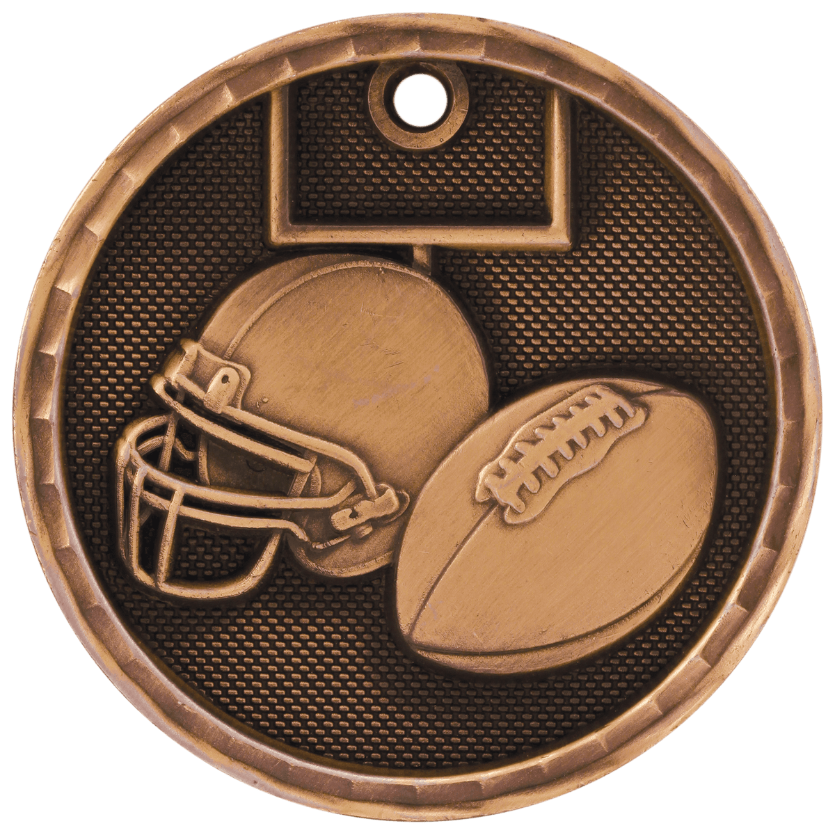 Antique Bronze 2" 3D Football Medal