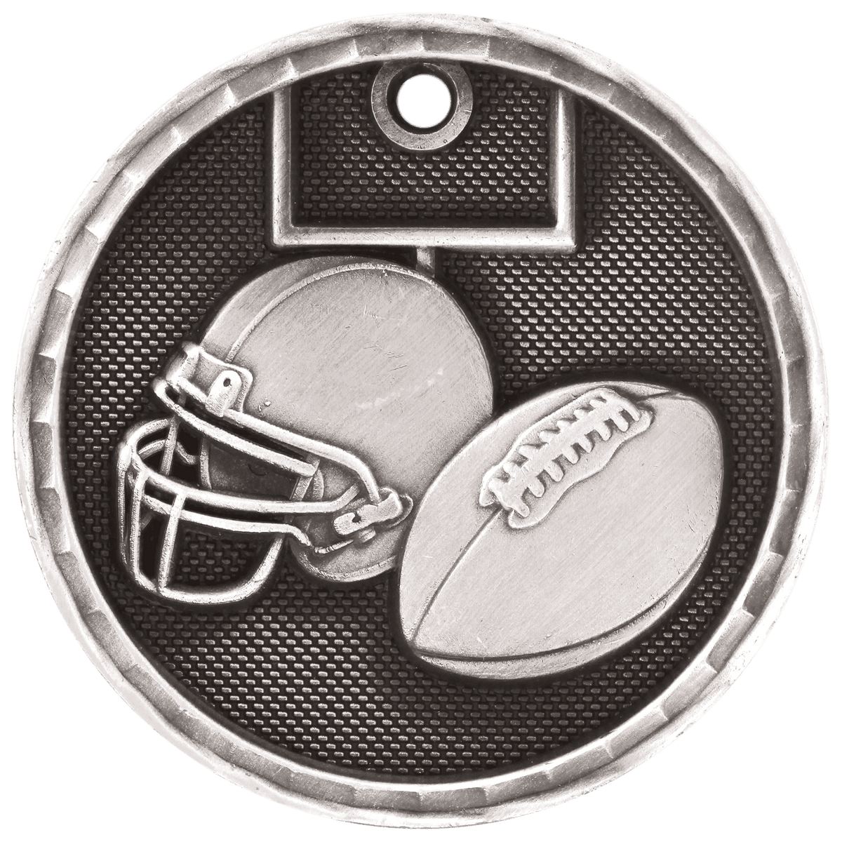 Antique Silver 2" 3D Football Medal