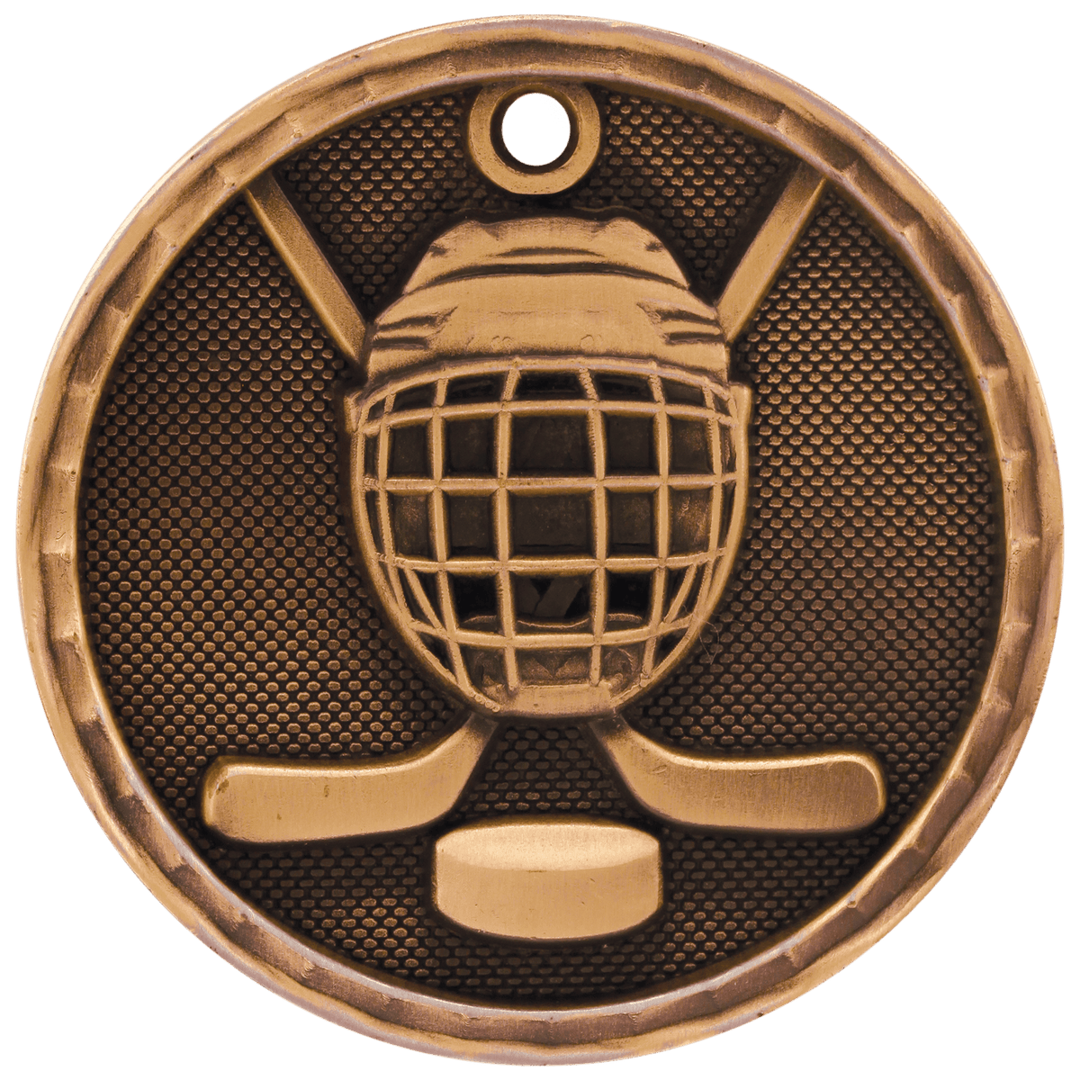 Antique Bronze 2" 3D Hockey Medal