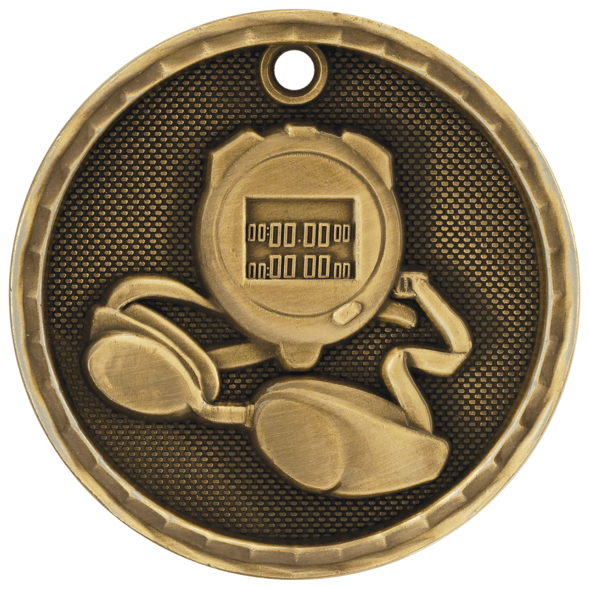 Antique Gold 2" 3D Swimming Medal