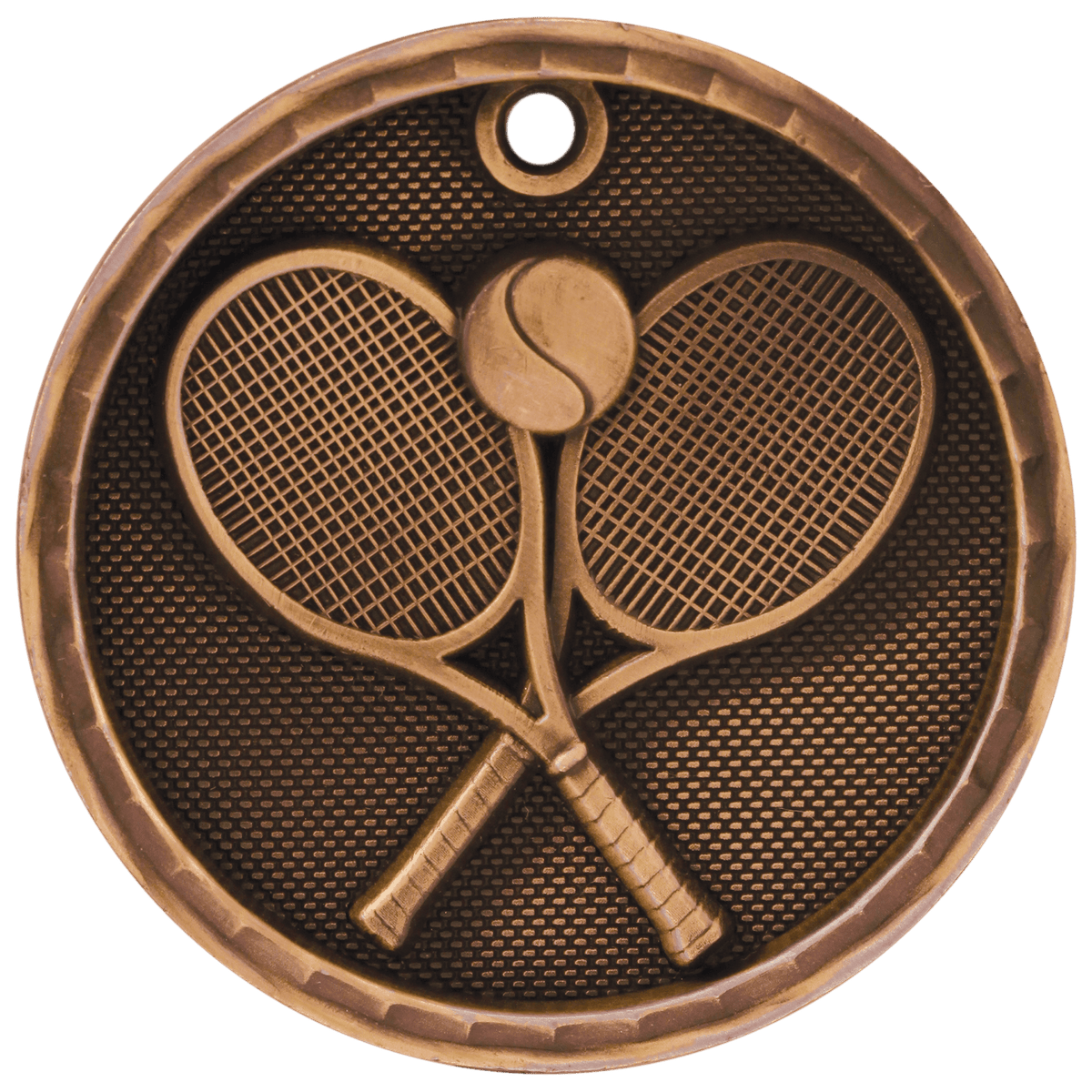 Antique Bronze 2" 3D Tennis Medal