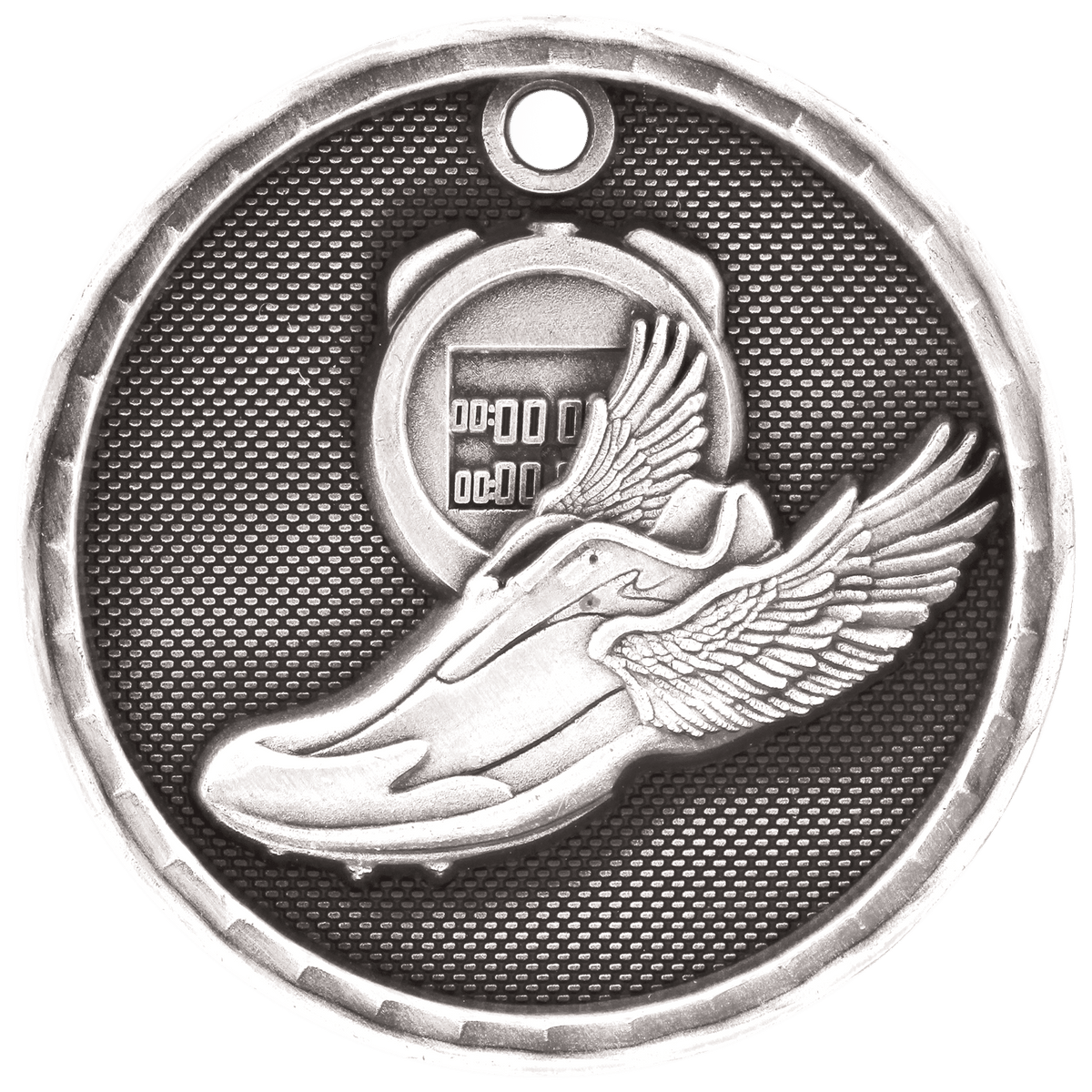 Antique Silver 2" 3D Track Medal
