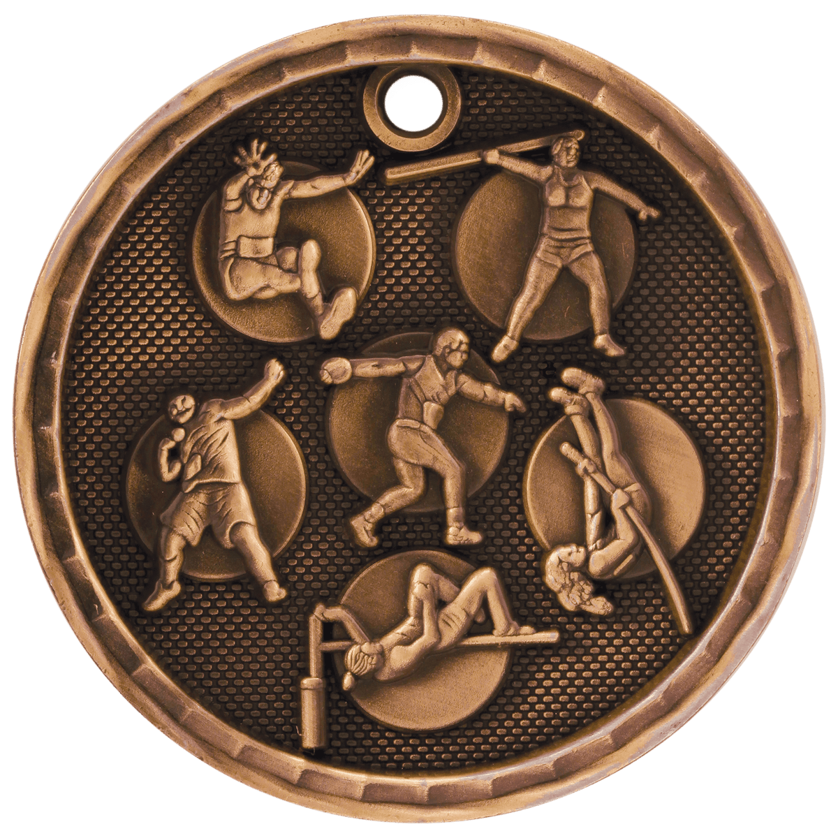 Antique Bronze 2" 3D Track and Field Medal