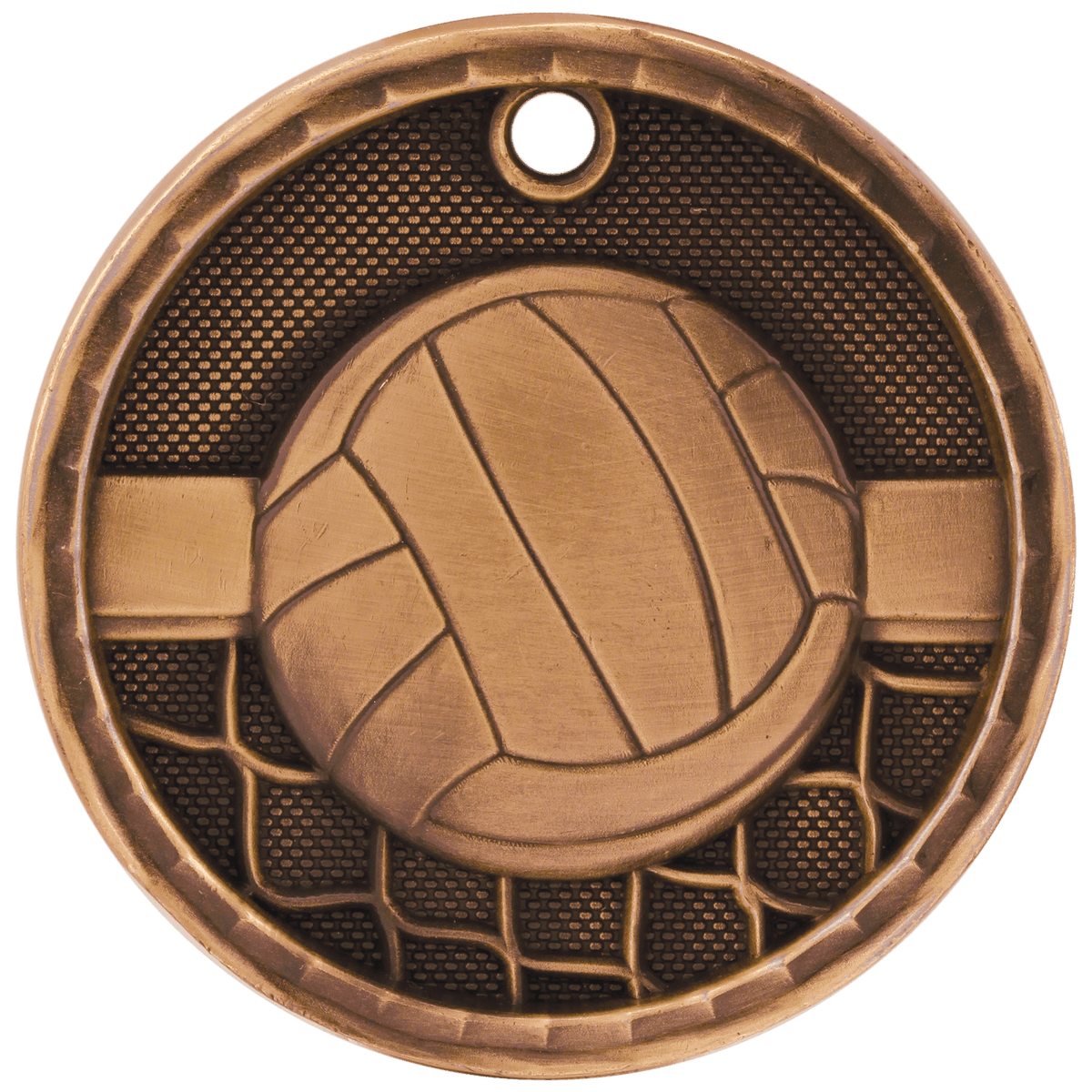 Antique Bronze 2" 3D Volleyball Medal