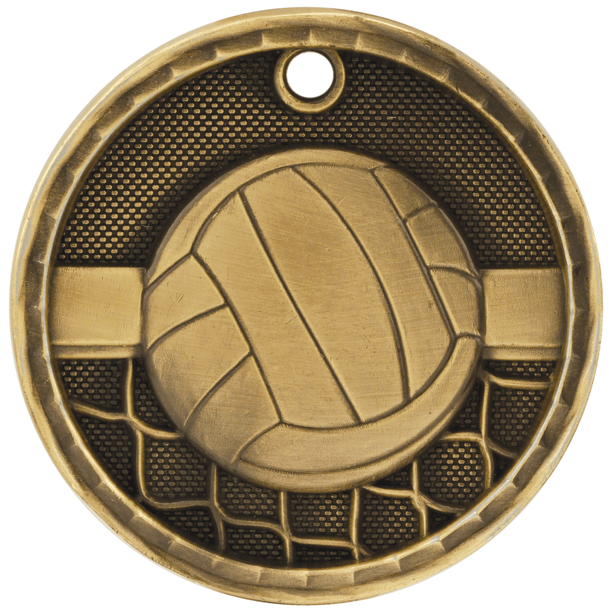 Antique Gold 2" 3D Volleyball Medal