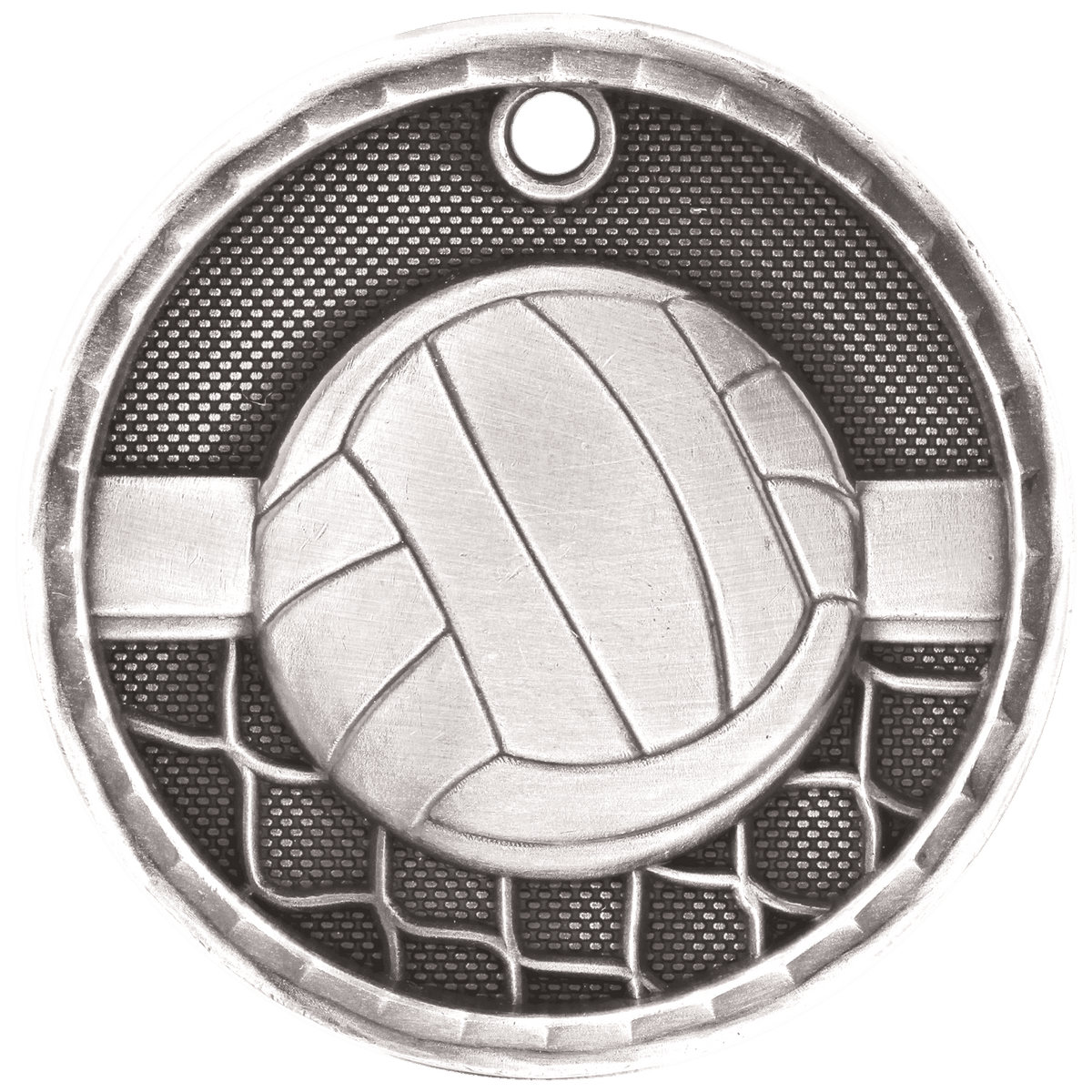 Antique Silver 2" 3D Volleyball Medal