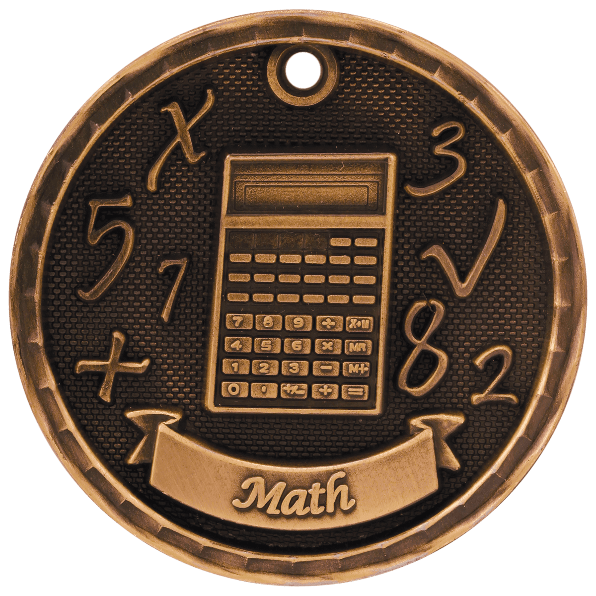 Antique Bronze 2" 3D Math Medal