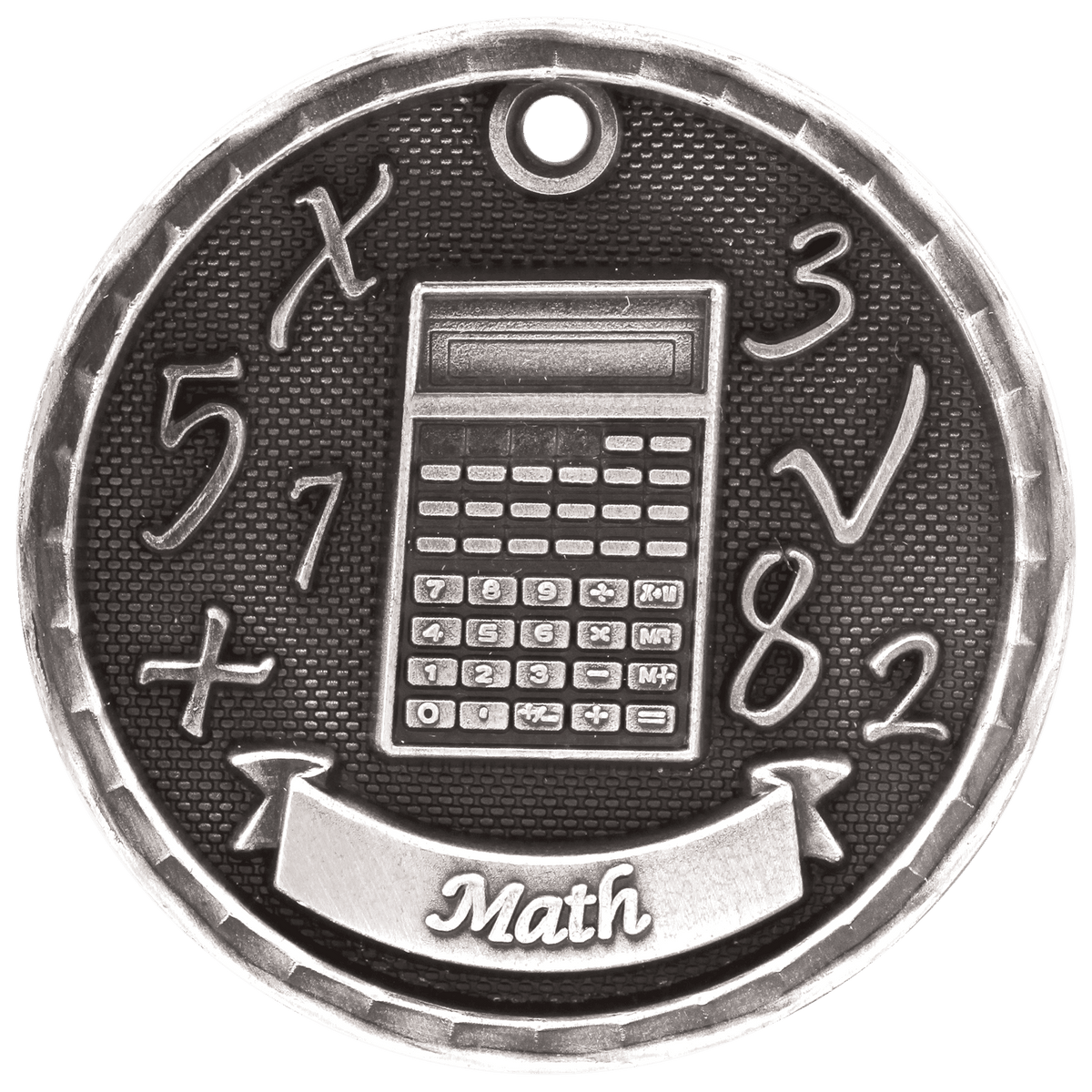 Antique Silver 2" 3D Math Medal