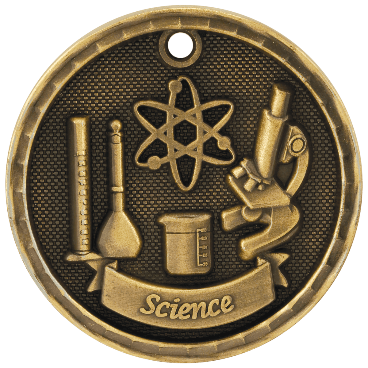 Antique Gold 2" 3D Science Medal