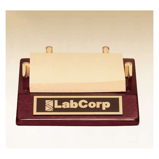 4 1/2" x 3 7/8" Rosewood Piano Finish Post-It Note Holder with Black Plate