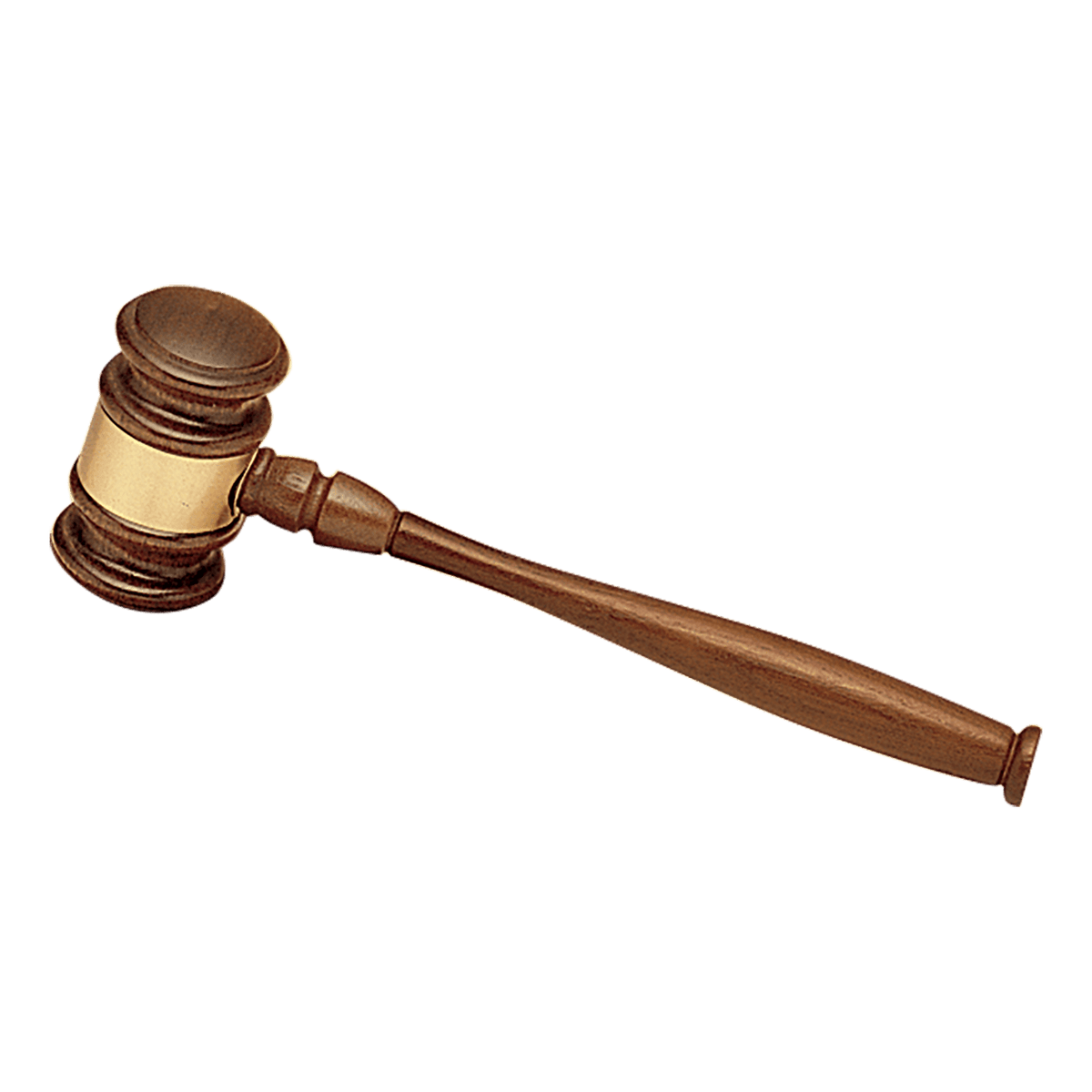 7 1/2" Walnut Gavel with a Gold Gavel Band
