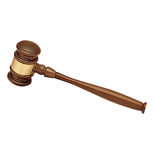 9 3/4" Walnut Gavel with a Gold Gavel Band