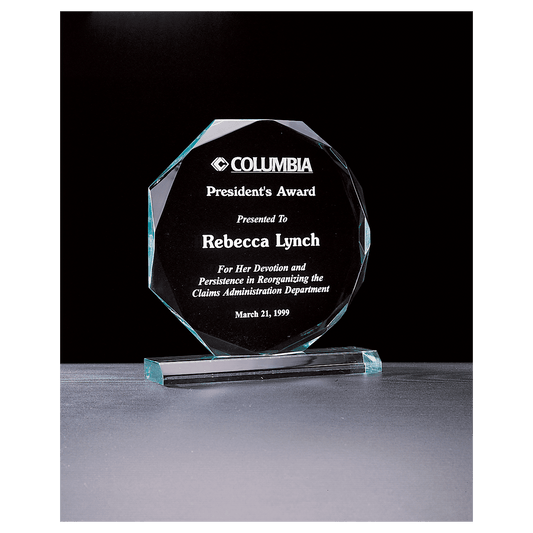 7" x 7 3/4" Octagon Series Jade Acrylic Award
