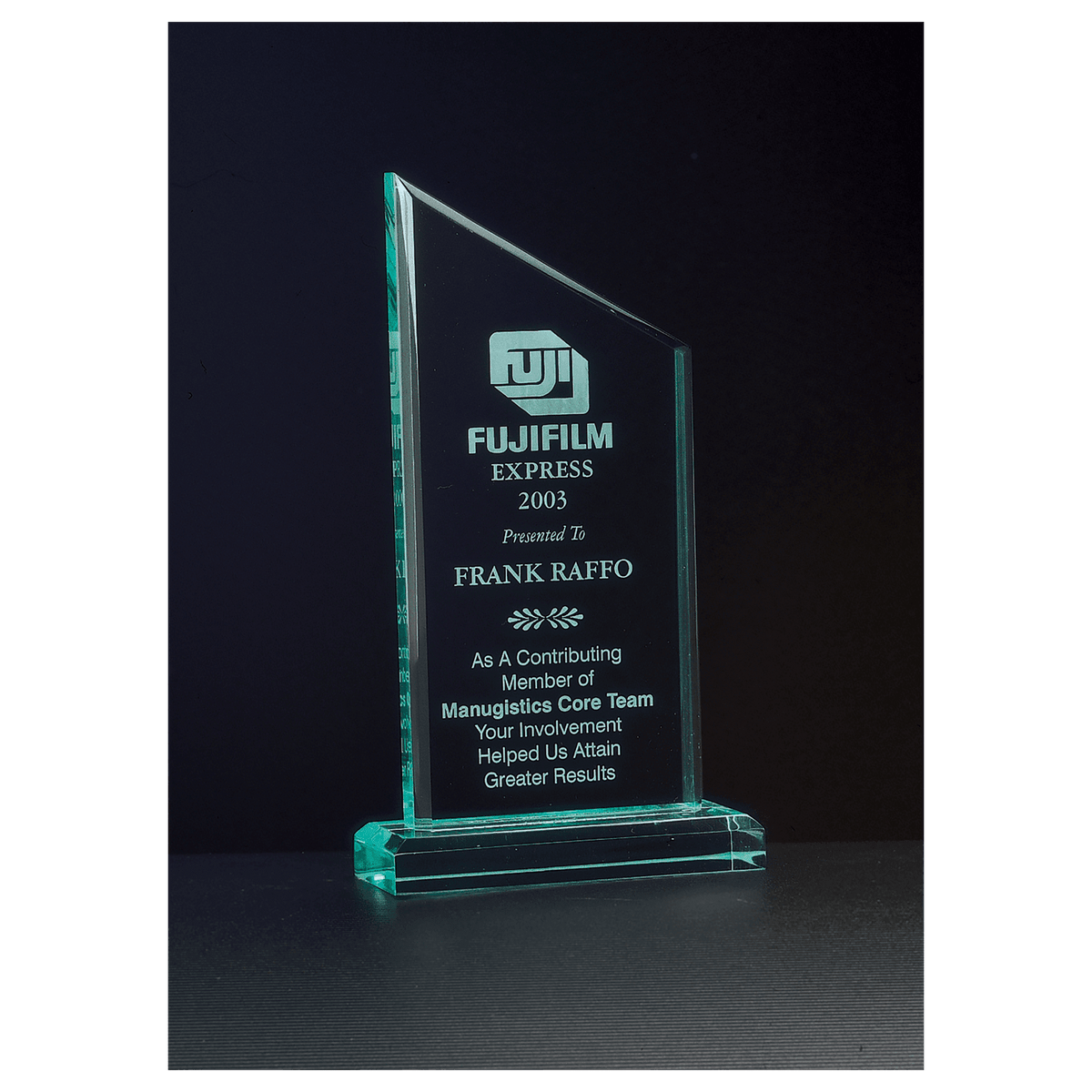 4 3/4" x 6 3/4" Zenith Series Jade Acrylic Award