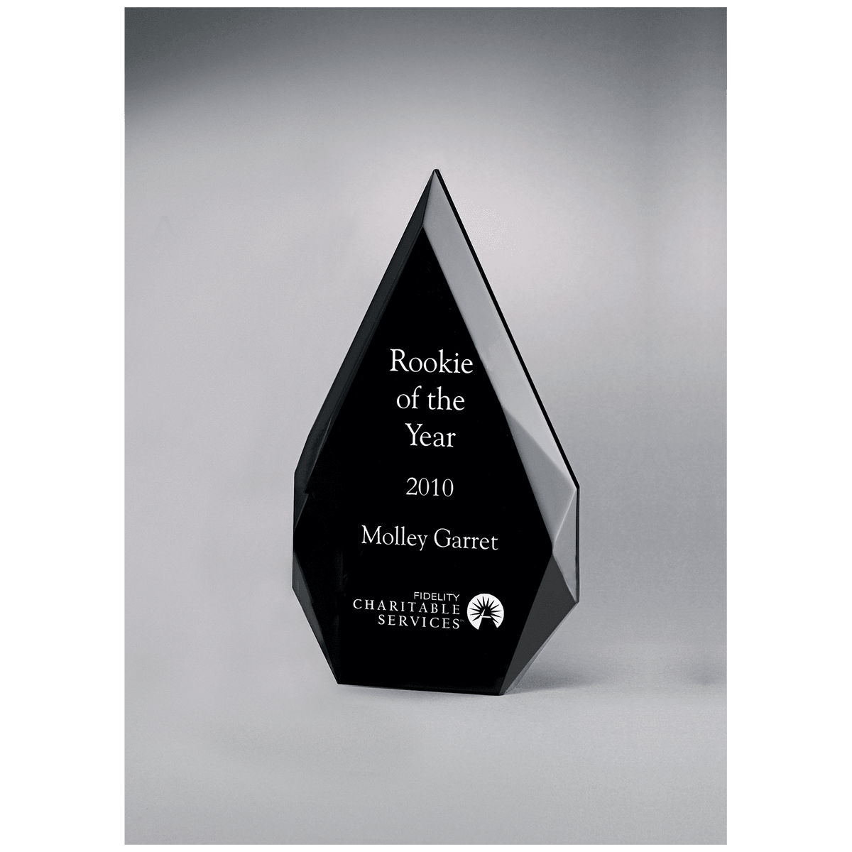 6 1/4" x 9 7/8" Flame Series Clear Freestanding Acrylic with Black Silk Screened Back