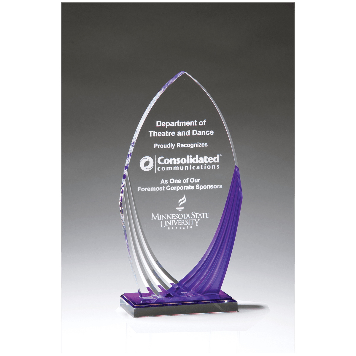 8 1/4" Tidal Series Acrylic with Printed Violet Accent and Violet Mirror-Topped Base