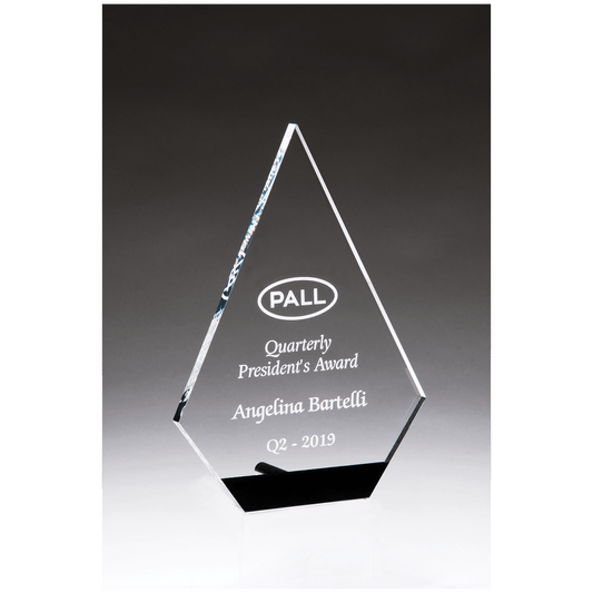 5" x 7" Diamond Series Clear Acrylic with Black Accent and Silver Post