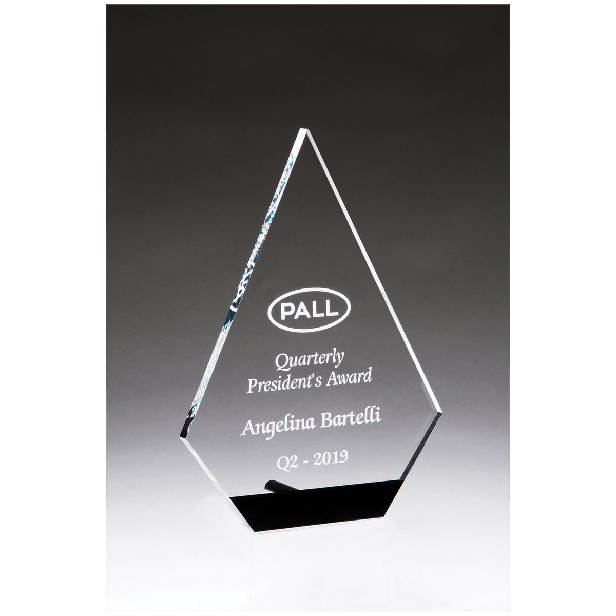 5 3/4" x 8" Diamond Series Clear Acrylic with Black Accent and Silver Post