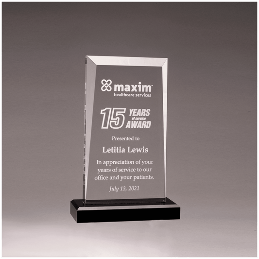 Clear Acrylic Award with Black 6" x 9 3/4" Apex Series Base