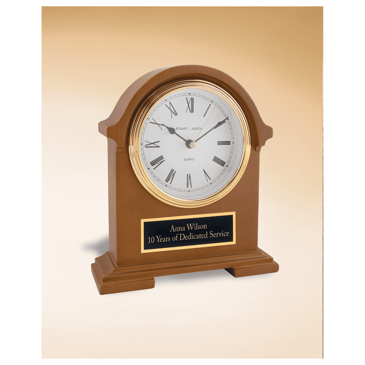 7 1/2" x 8 1/2" Napolean Clock,Traditional Style, Deep Hand Rubbed Mahogany Finish with Black Plate