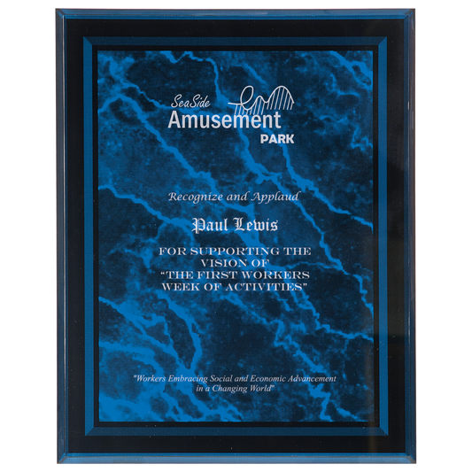 Blue 9" x 11" Marble Border -Plaq Acrylic